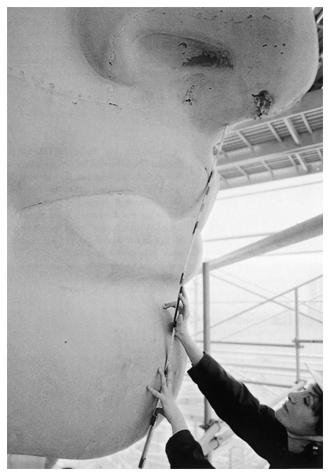 Architectural historian Isabel Hill examines the Statue of Liberty in 1985. Before the landmark’s 1986 centennial celebration, it underwent a major restoration that dealt with decades of unfettered corrosion. “No other rust battle in America,” says author Jonathan Waldman, “has been fought so visibly, contentiously, or been celebrated so grandly.” <strong>From <em>Rust</em>.</strong>