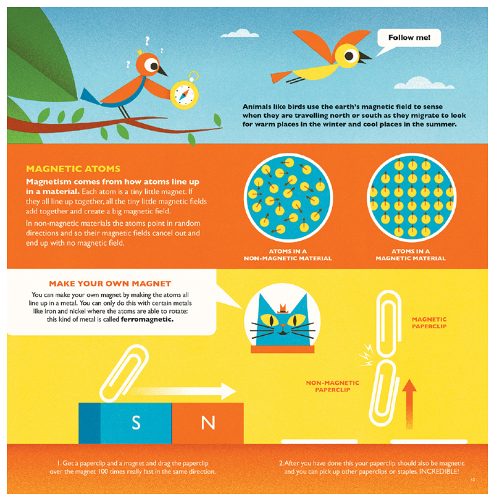 <em>Professor Astro Cat’s Atomic Adventure</em> introduces kids to a wide range of physics’ basic concepts, such as the properties of light, pressure, and magnetism (<em>as shown here</em>). <strong>From <em>Professor Astro Cat’s Atomic Adventure</em>.</strong>