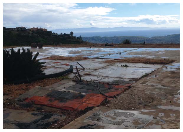 This homesite, which was burned in the 2009 Jesusita Fire, remains a stark reminder of the risks of living on a fire-prone landscape, even six years later. <strong>Photograph courtesy of Scott Knowles.</strong>