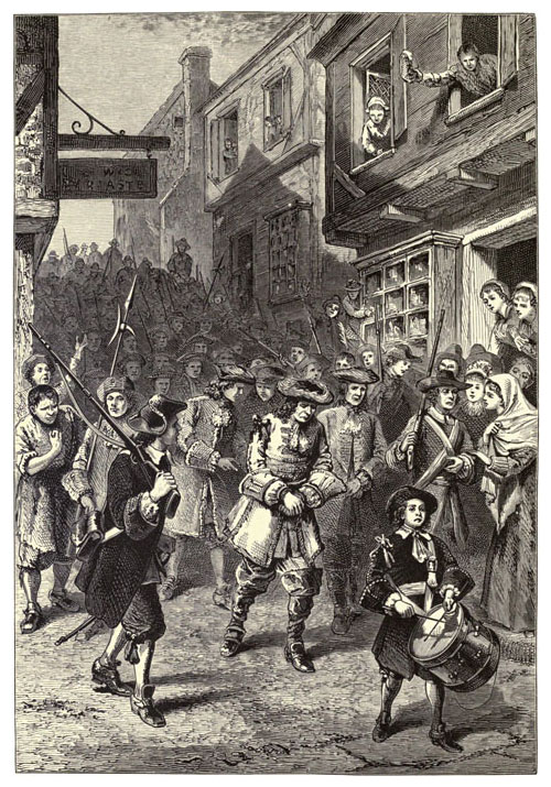 Boston colonists, not known for acquiescence, in 1689 deposed Edmund Andros, their despotic royal governor. The act brought the city’s uneasy relationship with the Crown into the open, where it remained. <strong>From <em>The Fever of 1721. <strong>Andros a Prisoner in Boston</em> as depicted in <em>Pioneers in the Settlement of America</em>, vol. 1 (Boston: Samuel Walker & Company, 1876)/Wikimedia Commons</strong>