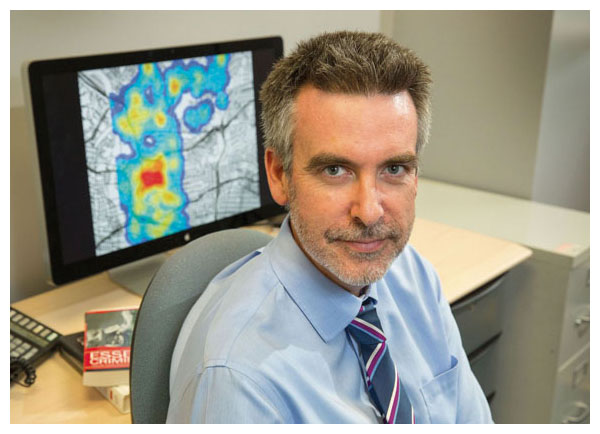 Anthropologist P. Jeffrey Brantingham, shown above, on why mathematical modeling can help prevent crime: "In many cases, what’s driving where and when crime occurs is less dependent upon the motives of the offender than on the structure of the opportunities. That's why we can focus in on the events themselves rather than on the perpetrator and gain a lot of traction predicting where and when those crimes will occur." <strong>Photo courtesy of Reed Hutchinson/UCLA</strong>